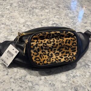INC International Concepts Black and Animal Print Crossbody Bag